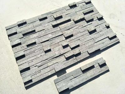 China Black Lava 3D Stacked Stone,Basalt Culture Stone Veneer,Volcany Stone Wall Panel,Lava Ledgestone for sale