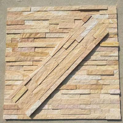 China Yellow Wooden Sandstone Culture Stone,Sandstone Ledger Panels,Yellow Stone Cladding,Sandstone Veneer for sale