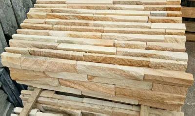 China Yellow Wooden Sandstone Culture Stone,Yellow Stacked Stone,Sandstone Wall Cladding,Natural Stone Panels for sale