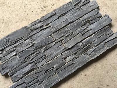 China Charcoal Slate Cemented Stone Cladding,Carbon Black Zclad Stacked Stone,Black Slate Culture Stone,Natural Stone Panels for sale