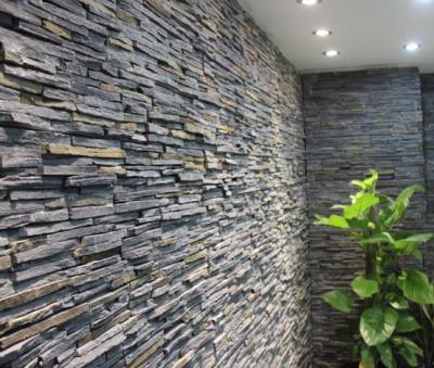 China Black Mixed Rusty Slate Cemented Stacked Stone,Slim Slate Culture Stone,Natural Zclad Stone Cladding,Indoor Wall Panel for sale