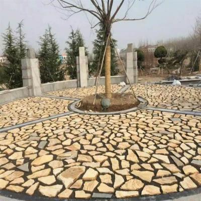 China Losa al azar de la pizarra amarilla, piedra loca de la cuarcita, losas irregulares, piedras al azar del patio de la plaza en venta