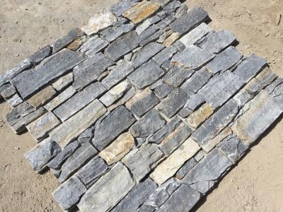 China Blue Quartzite Natural Stacked Stone Wall Cladding Back With Cement for sale