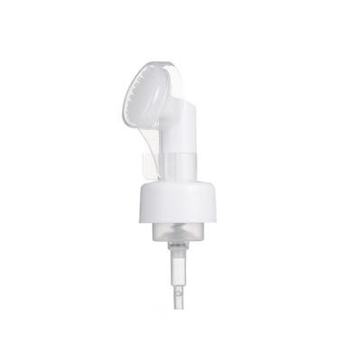 China Non Spill 42mm Plastic Foam Pump With Silicone Brush Head Foaming Soap Pump And Plastic Cap Liquid Soap Dispenser Pump Head for sale