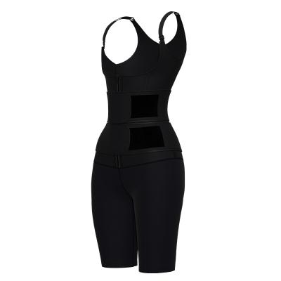 China Nanbin Antibacterial OEM New Designs Black Double Shoulder Straps Belts Neoprene Full Body Waist Trainer For Women for sale