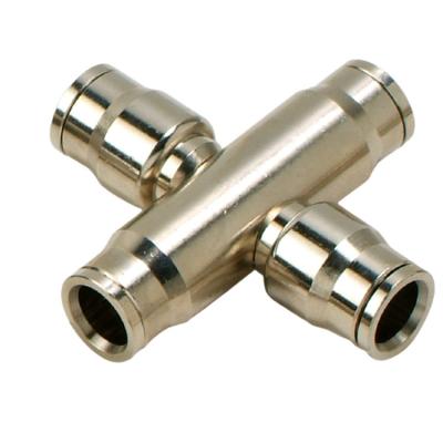 China High Pressure Quick Slip Insert Cross Fitting Brass Copper Silver Nickel Plated Copper for sale