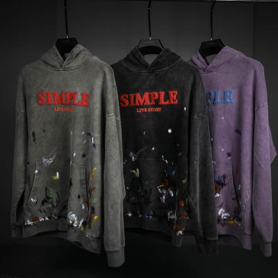 China Breathable Chenille Hand Painted Printed Wash Distressed Men Towel Embroidery High Quality Hoodie for sale