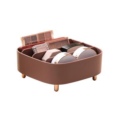 China Fashion Light Luxury Fashion Cosmetic Storage Box Adjustable Compartments Storage Box Eyeshadow Lipstick Storage Box for sale