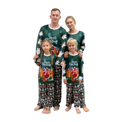 China 2021 New Fashion Family QUICK DRY Casual Pajamas Christmas Home Sleepwear Couples Silk Pajamas 2 Piece Set Print Unisex Pajamas for sale