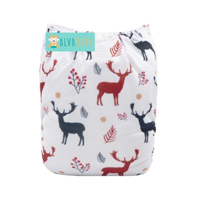 China ALVABABY Printed Printed Baby Cloth Diaper Cloth Diaper For Babies Modern Christmas Cloth Diaper for sale