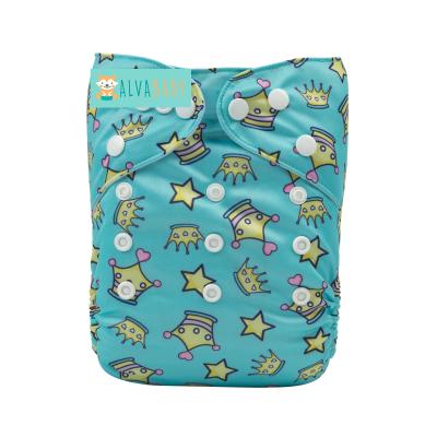 China ALVABABY Printed Imperial Crown Printed Nappies Baby Eco Friendly Reusable Pocket Diapers Diapers for sale