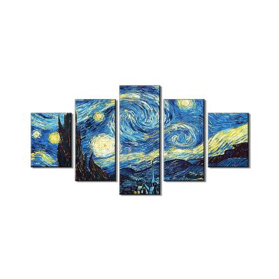 China New Van Gogh Classic/Postmodern Starry Pentagon Starry Sky Canvas Living Room Sofa Background Decorative Painting Mural for sale