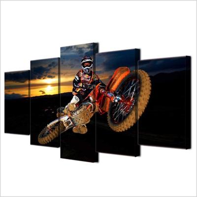 China Wulian New Classical/Postmodern Motorcycle Canvas Print Canvas Print Sunset Sky Landscape Wall Decoration Painting for sale