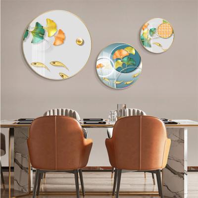 China Waterproof+ECO-Friendly+High Definition Restaurant Wine Painting Modern Creative Decorative Triple Round Cup Combination Hanging Crystal Painting Porcelain Painting for sale