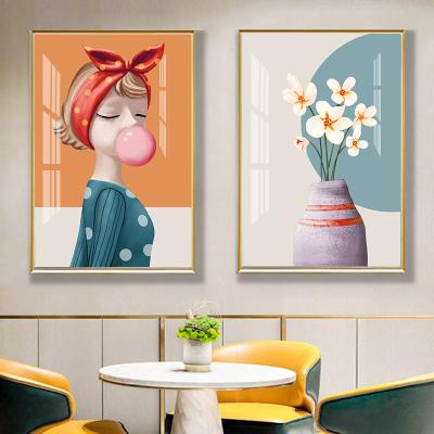 China Restaurant Waterproof+ECO-Friendly+High Definition Small Art Hanging Painting Combination Two Couplet Modern Fresh Decorative Creative Hand-painted Background for sale