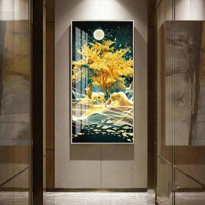 China Waterproof+ECO-Friendly+High Definition Porch Elk Abstract Art Hallway Painting Fortune Tree Hallway Hanging Crystal Porcelain Painting for sale