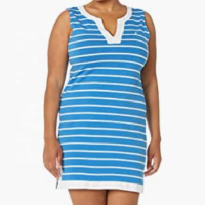 China New European and American women's V-neck breathable border classic striped dress for sale