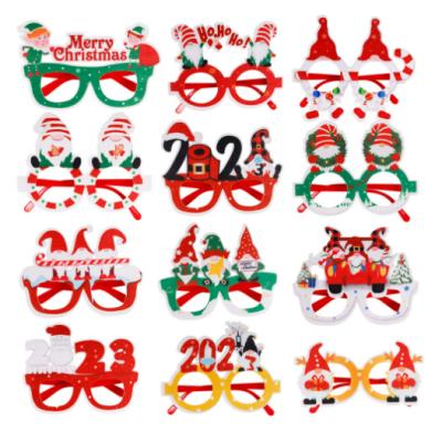 China 2023 Creative Glass Decoration Happy New Year Party Glass Party Funny Christmas Cartoon Photo Children's Day Props Decoration for sale