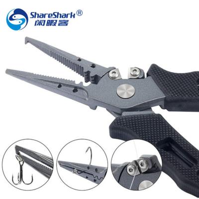 China Fishing Stainless Steel Fishing Pliers Hold Ring Tungsten Steel Blade Line Split Cutter Multifunctional Fishing Tackle Tool PESCA for sale