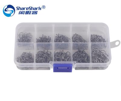 China Freshwater Fish Hook 500Pcs/box Fishing Sets Fish Tackle Size #3-12 Strong High Carbon Steel Circle Hooks Set for sale