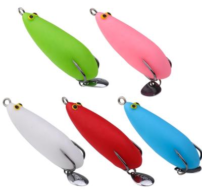 China PVC Cork Bait Artificial Soft Rubber Frog Fishing Bait Lure High Hooks Artificial Frog Topwater Ray Frog Fishing Bait Jump for sale