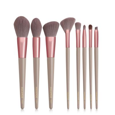 China Wooden Handle 8pcs Makeup Brush 3 Color Cosmetic Brush Kit Selected Customize Private Label Brush for sale