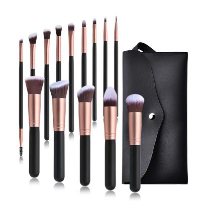 China 14pcs Makeup Brushes Private Label Black Makeup Brush Set HST2018 for sale