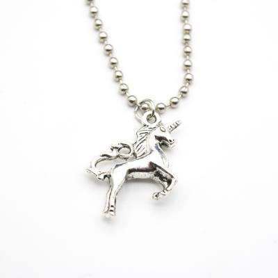 China Punk Unicorn Necklace Punk Style 60cm Stainless Steel Bead Pendant Necklace Clavicle Round Chain Pendant Accessories for sale