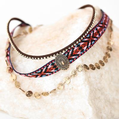 China BOHEMIA Bohemian Retro Alloy Ethnic Statement Headscarf Layered Collar Women for sale