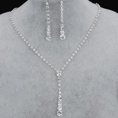 China Luxury Trending 2021 Light Luxury Crystal Rhinestone Bridal Women Wedding Jewelry Sets for sale