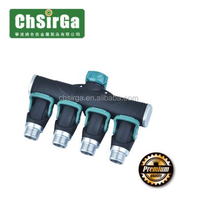 China Metal Amazon Best Product Garden Inlet Hose 4 Way Splitters Water Hose Faucet Connector Faucet Manifold for sale