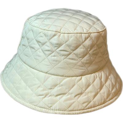 China Waterproof Fashion Cotton Fisherman Hat Warm Basin Diamond Lattice Bucket Hat For Women for sale