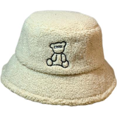 China Windproof Custom Bucket Hat Cotton Embroidery Cute Women Faux Fur Bucket Hat for sale