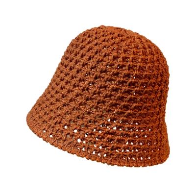 China Windproof Custom Logo crochet knit bucket hat Plain Simple Summer Bucket Hat Women for sale