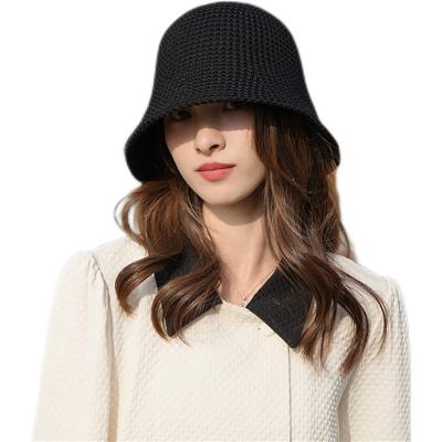 China Windproof 2023 Spring Summer Shade Hollow Knitting Breathable Sun Hat Bucket Hat for sale