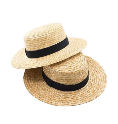 China Striped Bulk Custom Summer Flat Wheat straw hat girls For Women 2022 for sale