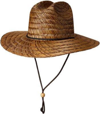 China Striped China Wide Brim wholesale Beach Sun Protection straw lifeguard hats 2022 for sale