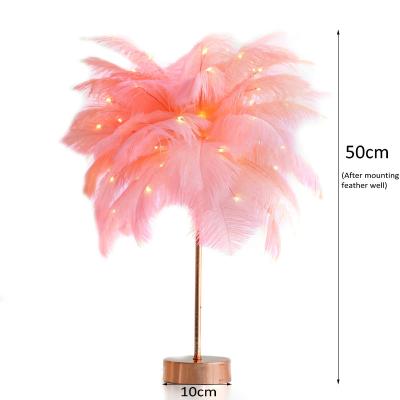 China Modern romantic cozy luxury tree lamp side lamps for home deco led ostrich feather light for sale