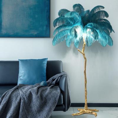 China Luxury Luxury Ostrich Feather Lamp With Test Report Modern Decorative Living Room Floor Lamps for sale