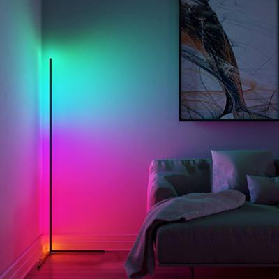 China 2021 Nordic Colorful Indoor LED Tripod Lamp Atmosphere Decoration Bedroom Floor Lamp Club RGBW Corner Floor Lamp for sale