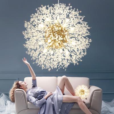 China Modern Nordic Home Decor Firefly Chandelier Firefly Pendant Lamp Fireworks Dandelion Leaded Crystal Chandelier for sale