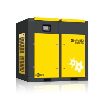 China 75KW 100HP 2 Stage PM VFD Lubricated Screw Air Compressor for sale