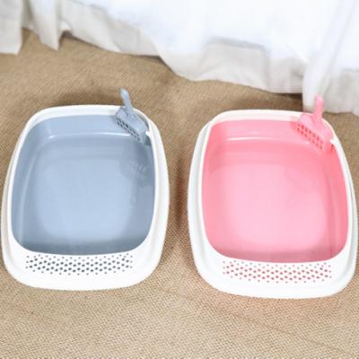 China BIG SMALL SCOOP viable SIEVE FULLY ENCLOSED CAT LITTER BOX WITH SCOOP TOILET CAT LITTER CLEANING BOX for sale