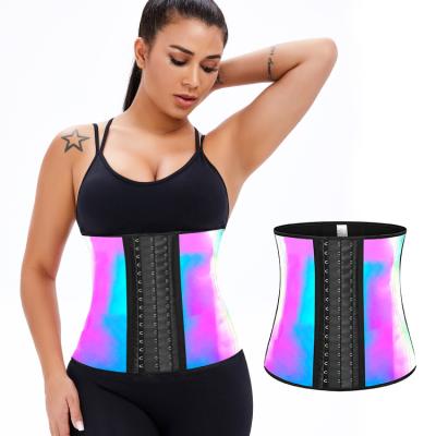 China Tummy Control 3 Rows Crochet Latex Corset Shaper Waist Trainer Colorful Antibacterial Natural Training Colorful Reflective Abdominal Trainer for sale