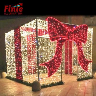 China Commercial Use FINIC High Brightness Rope Light String Waterproof Ip65 All Festival Christmas Outdoor 3D Gift Box Led Pattern Light for sale