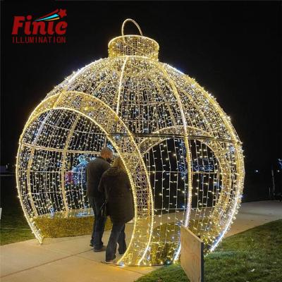 China New FINIC Use Ip65 Metal Frame Commercial Waterproof Bright Rope String Light All Holiday Outdoor 3D Ball Led Pattern Light for sale