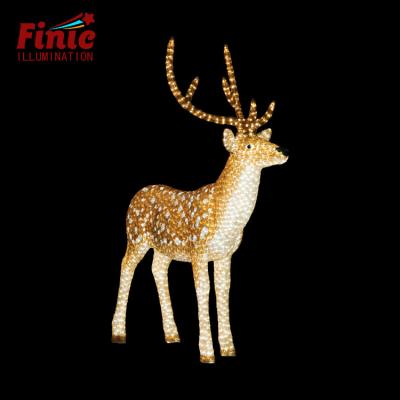 China Unique design 3d LANDSCAPE FINIC deer metal frame string outdoor theme park decor led rope strip lights for sale