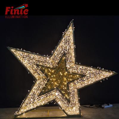 China Wholesale Commercial Use Light String All Mall Light Square Outdoor Holiday Decor IP65 3D Star Led Christmas Pattern Light for sale