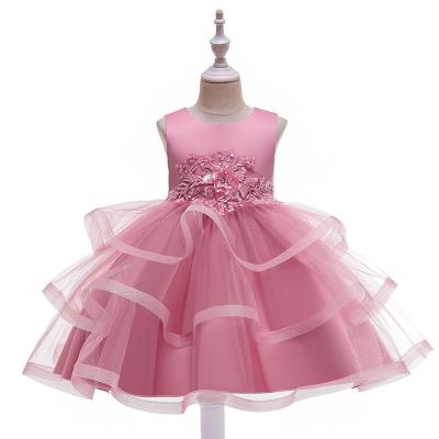 China MQATZ 3-10 years old summer kids formal dress anti-static girls wedding flower girl dress in stock L5225 for sale