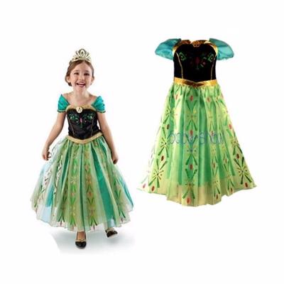 China Girls Princess Dress New Fashion Kids Party Wear Dress Baby Green Pageant Ruffle Princess Cosplay Dress for sale